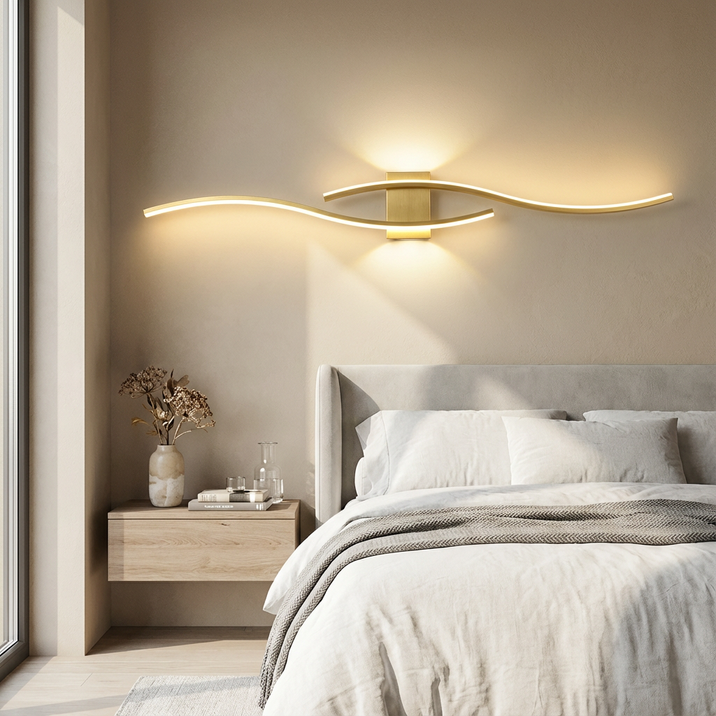Auria Wall Lamp | Modern Wall Lighting | Gold Wave LED Lamp 6