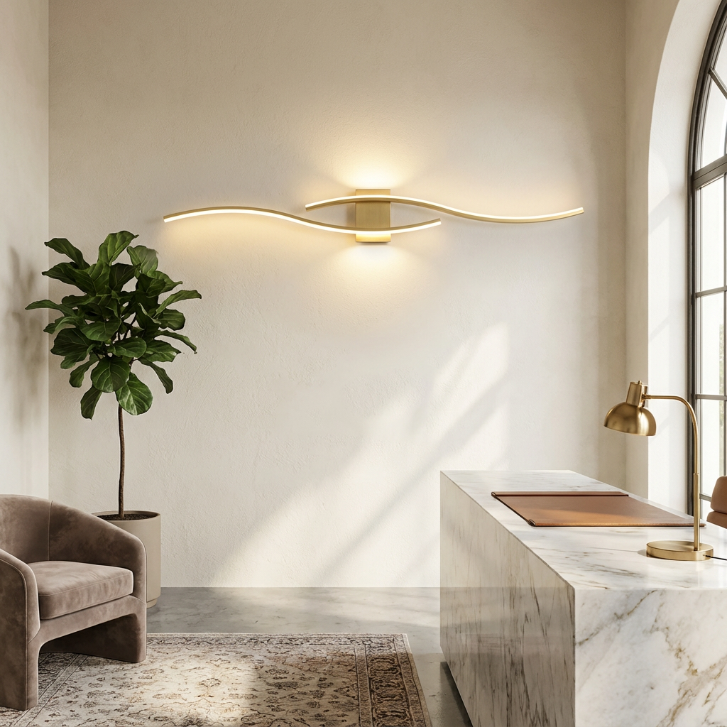 Auria Wall Lamp | Modern Wall Lighting | Gold Wave LED Lamp 3